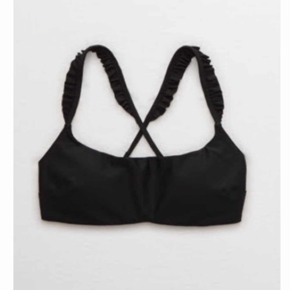 Aerie black ruffle scoop bikini